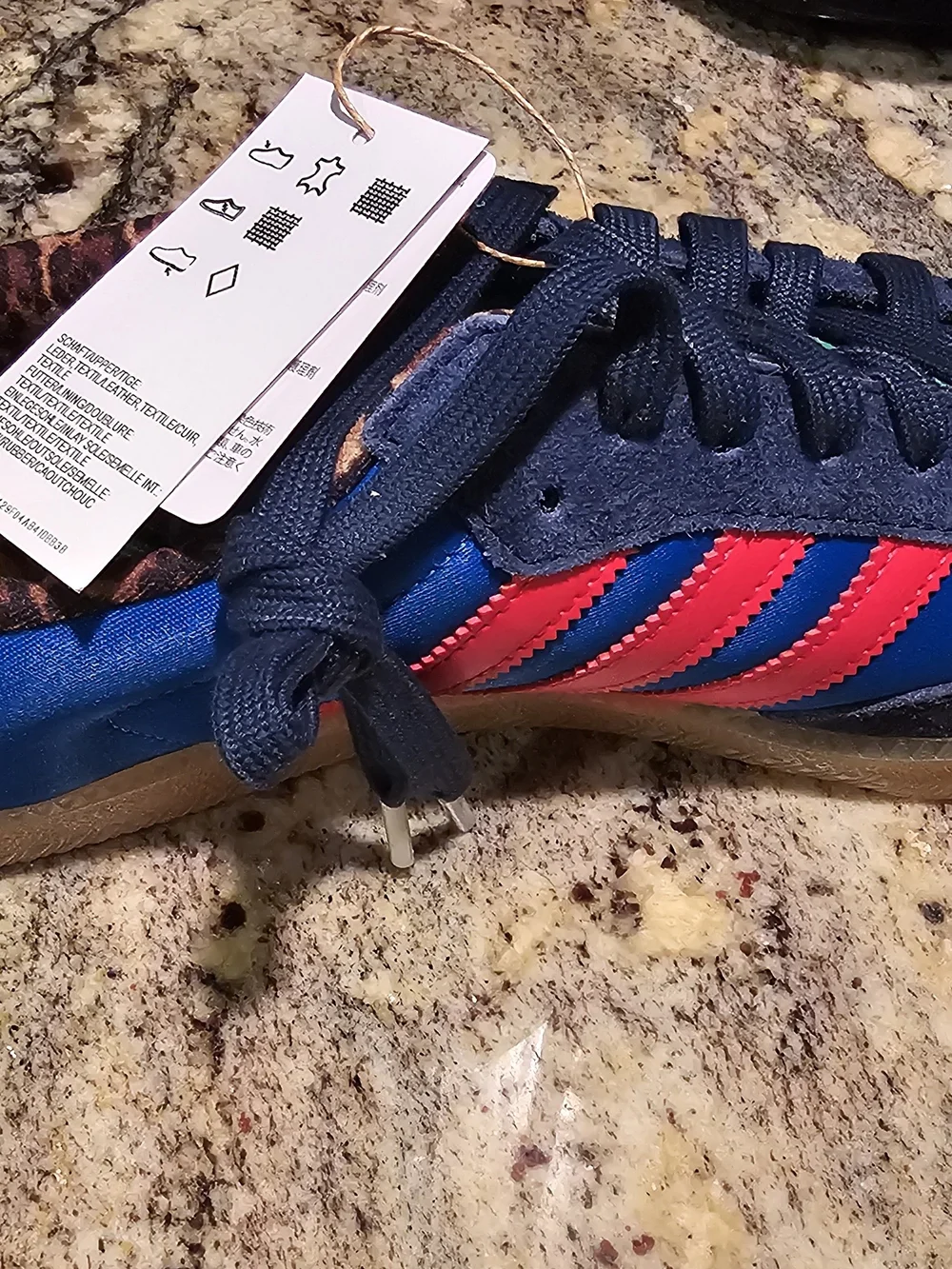 Adidas Navy Blue Sambas Politics Leopard Accent Sneakers